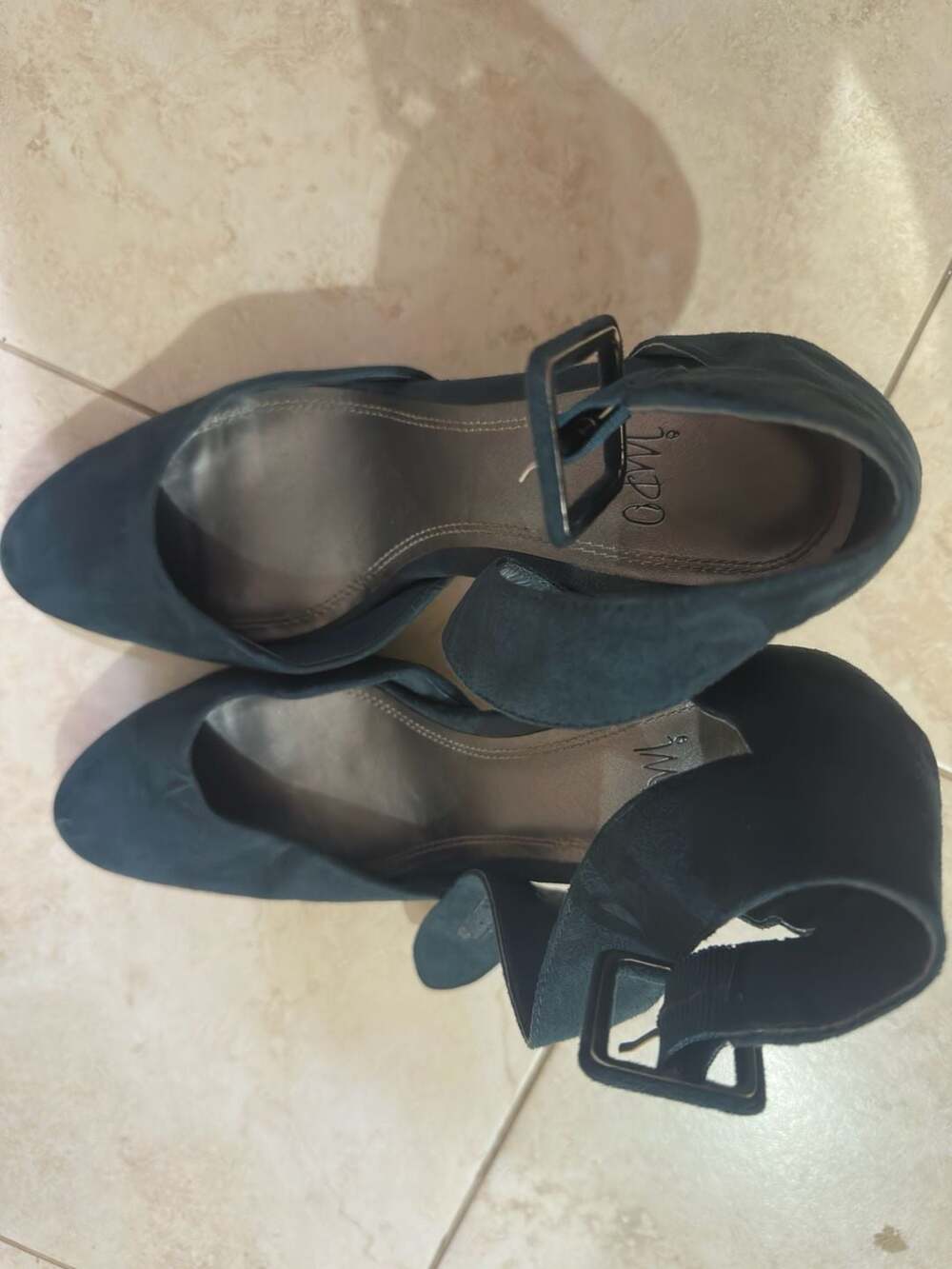 Impo Teal Suede Ankle Strap Pointed Toe Heels